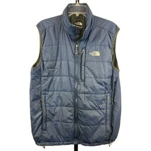 The North Face Puffer Vest Men's Size Large Blue Insulated Full Zip